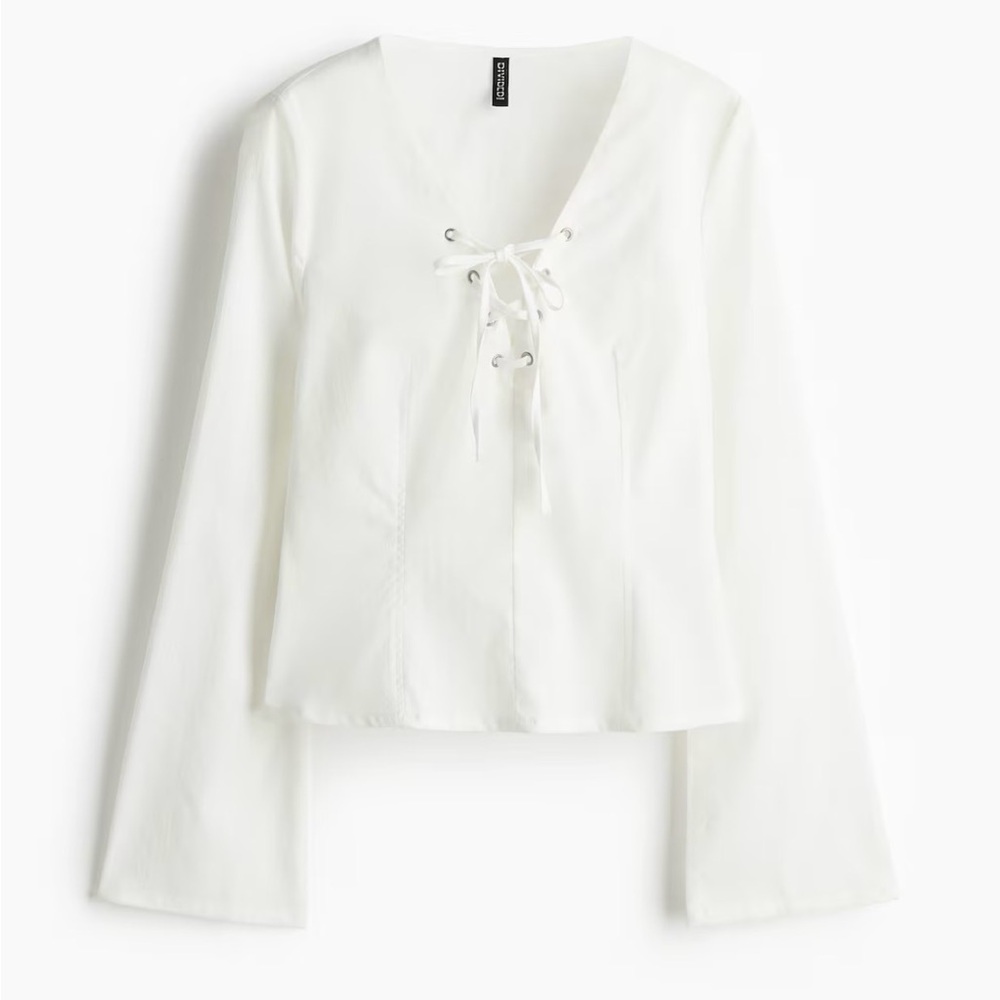 H&M laced detail top in white NWT